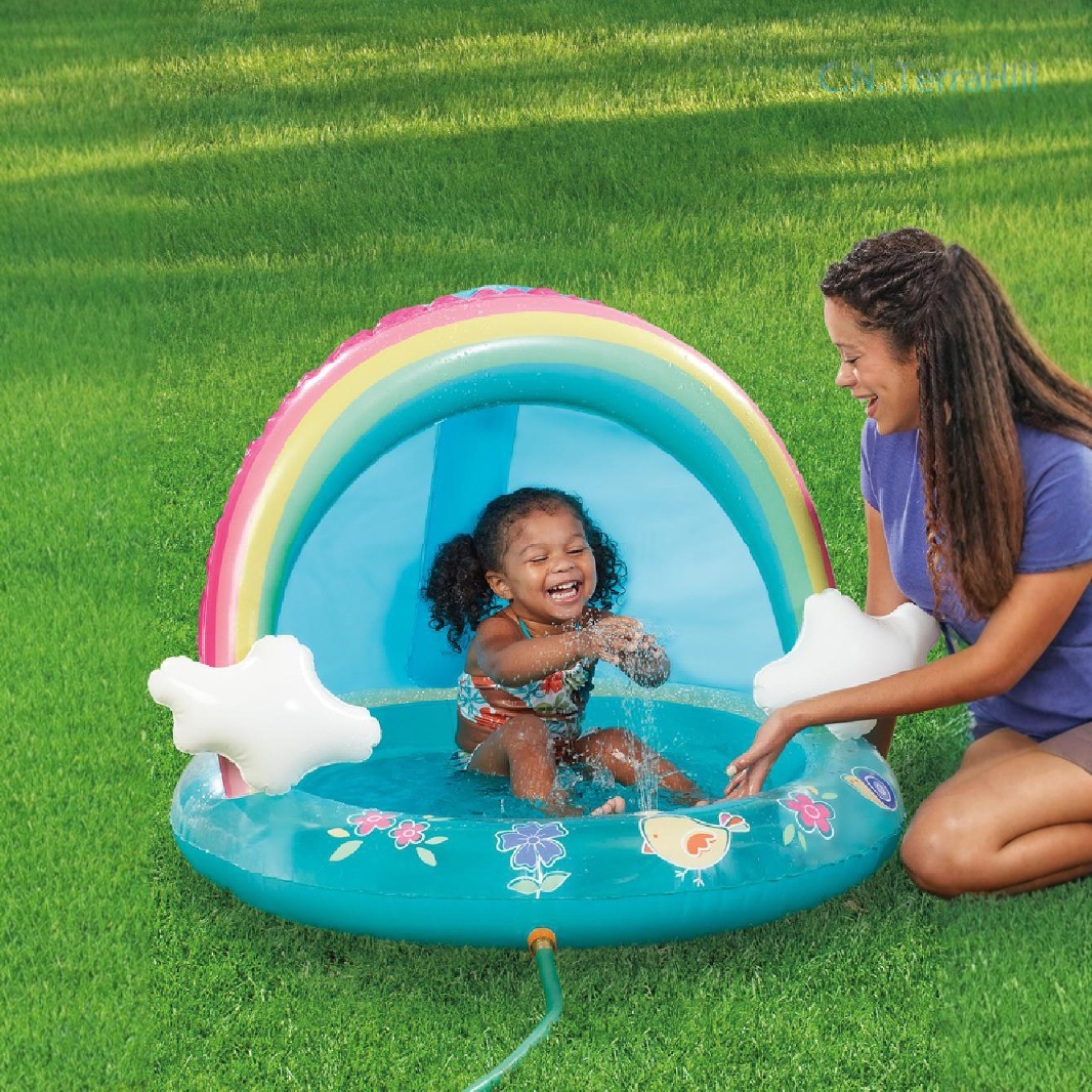 Kids Outdoor Water Play Table - Piscina Inflável para Crianças com Sprinkler