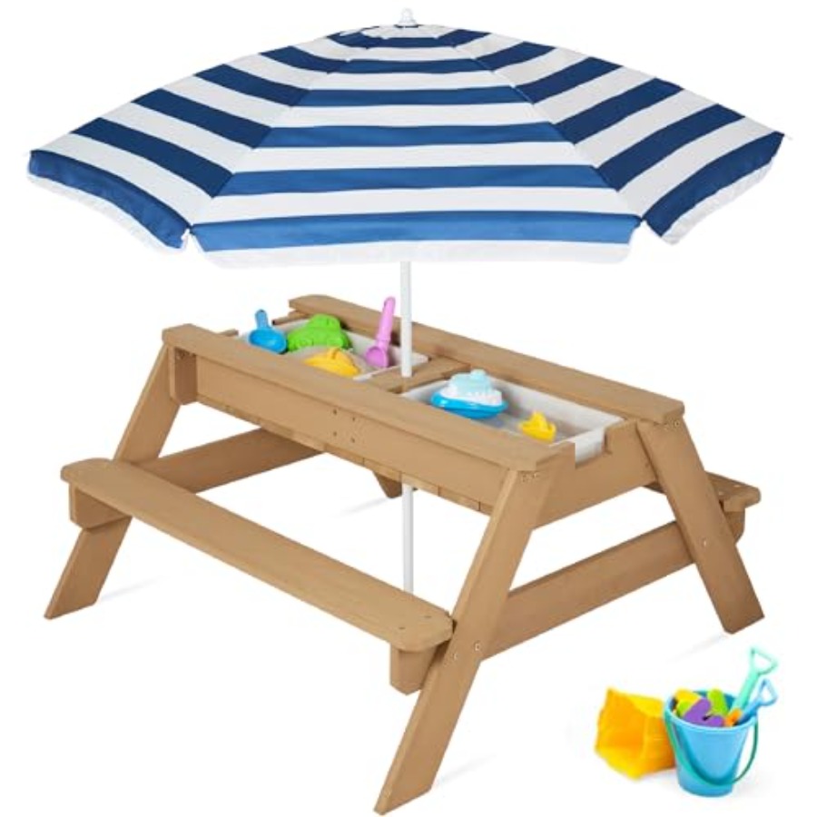 Kids Outdoor Table With Umbrella - Mesa de piquenique infantil para exterior