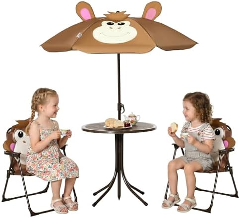 Kids Outdoor Table With Umbrella - Conjunto de Mesa e Cadeiras para