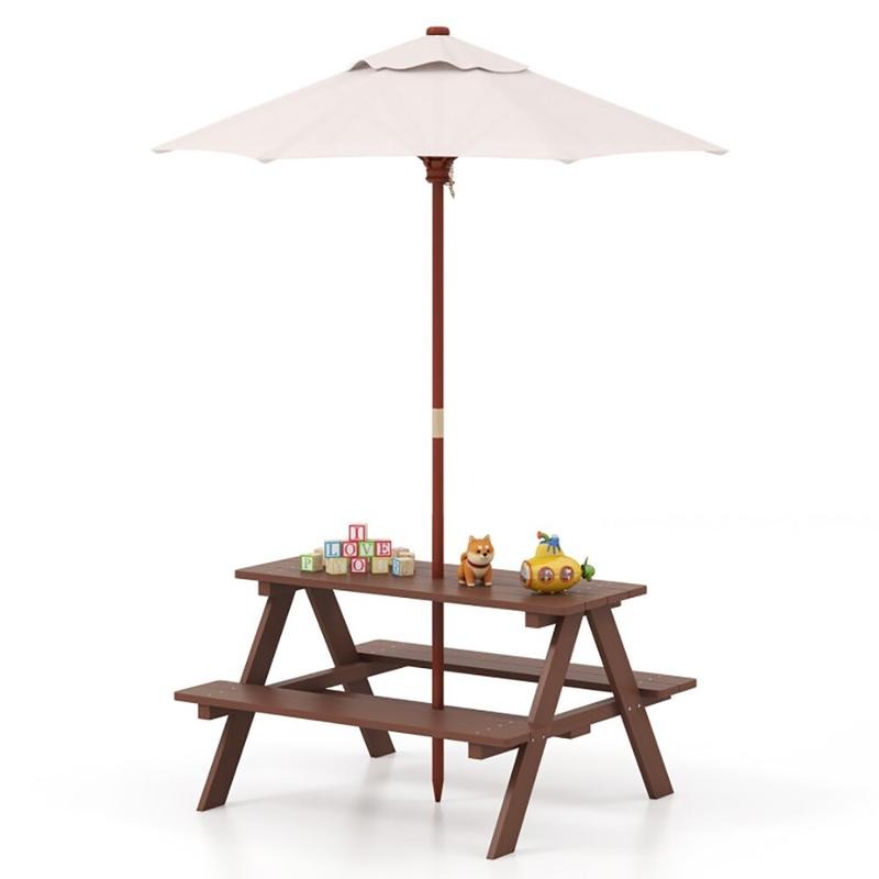 Kids Outdoor Table With Umbrella - Conjunto de Mesa de Piquenique para