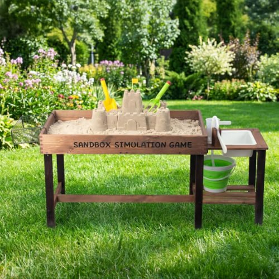 Kids Outdoor Water Play Table - Mesa de areia de madeira para