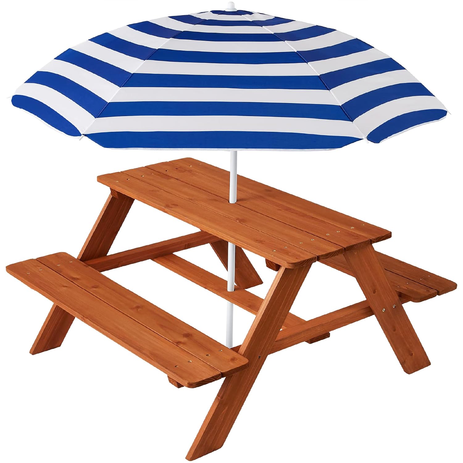 Kids Outdoor Table With Umbrella - Mesa de Piquenique Infantil de Madeira