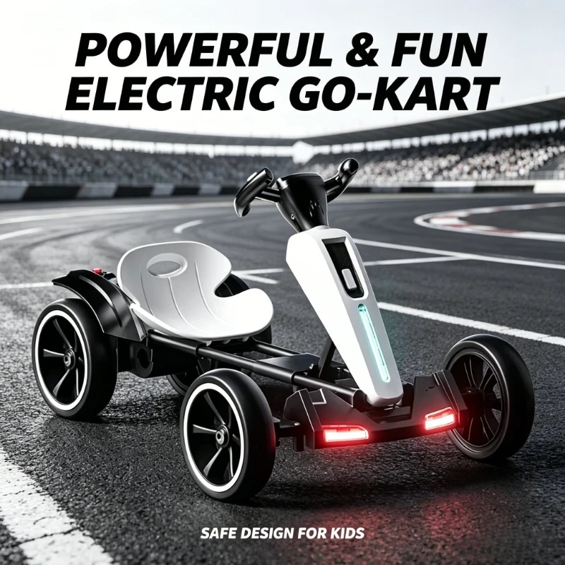 Ride On Toy Car - Kart Elétrico Infantil Dobrável com Luzes