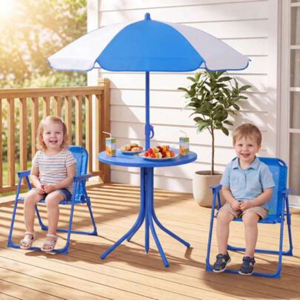 Kids Outdoor Table With Umbrella - Conjunto de Mesa de Piquenique Infantil