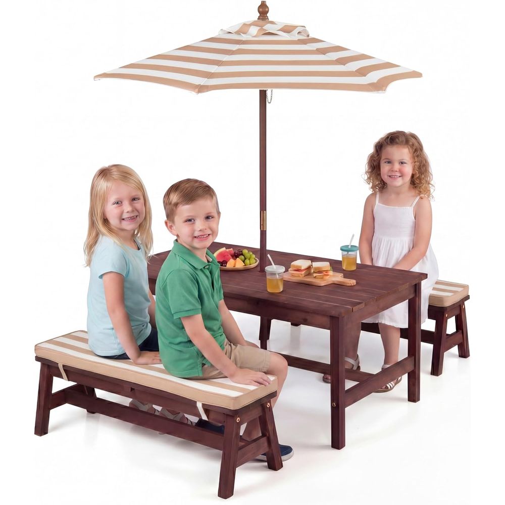 Mesa de piquenique infantil, t - Kids Outdoor Table With Umbrella avaliação e preço