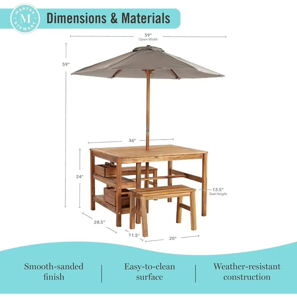 Conjunto de Mesa, Bancos e Gua - Kids Outdoor Table With Umbrella avaliação e preço