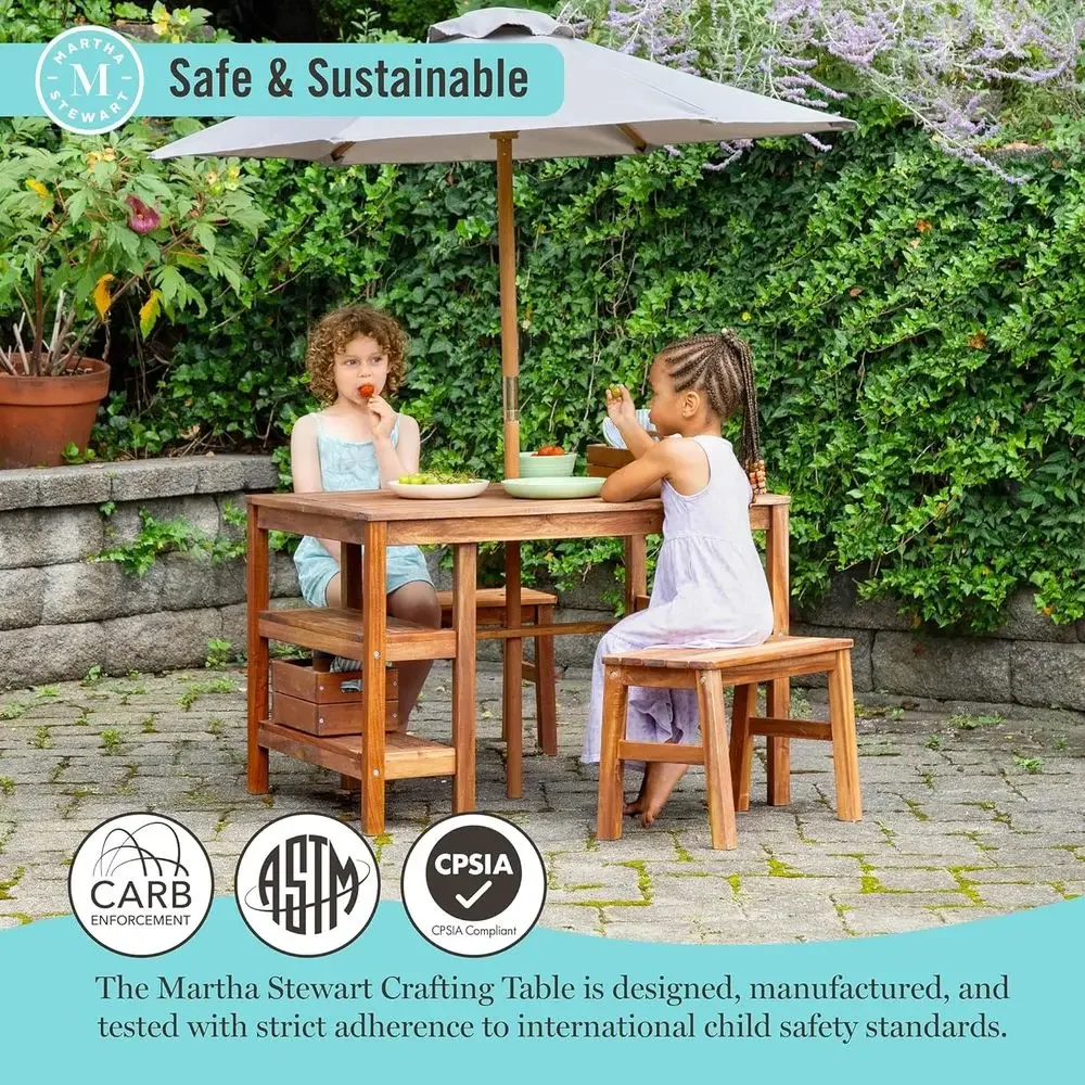 Conjunto de Mesa, Bancos e Gua - Kids Outdoor Table With Umbrella avaliação e preço