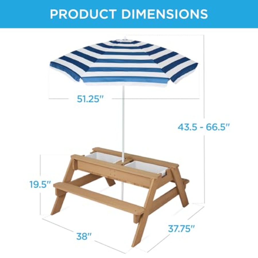 Mesa de piquenique infantil pa - Kids Outdoor Table With Umbrella avaliação e preço