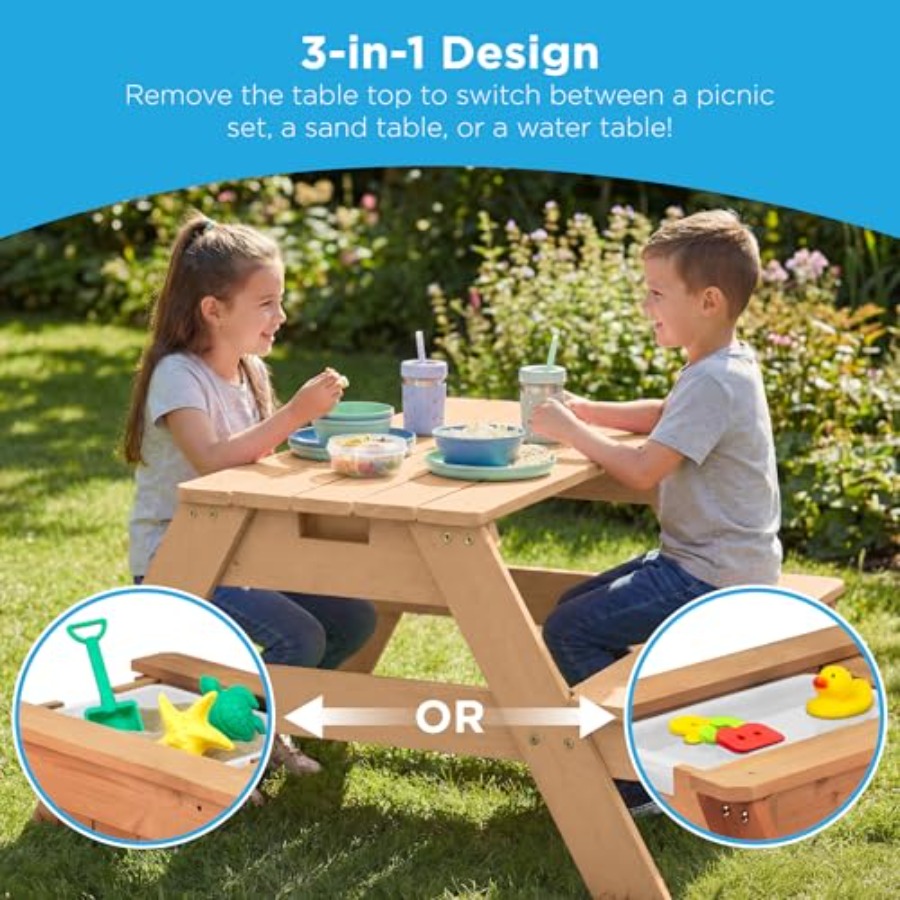 Mesa de piquenique infantil pa - Kids Outdoor Table With Umbrella avaliação e preço