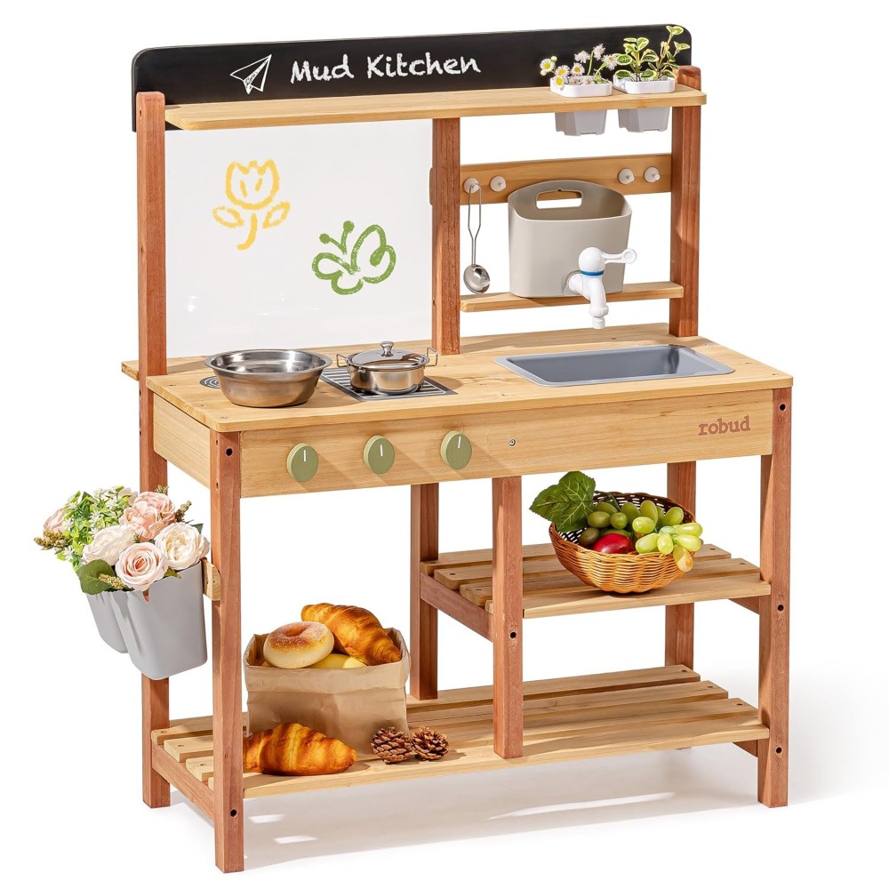 Cozinha de Madeira para Crianç - Kids Outdoor Mud Kitchen avaliação e preço