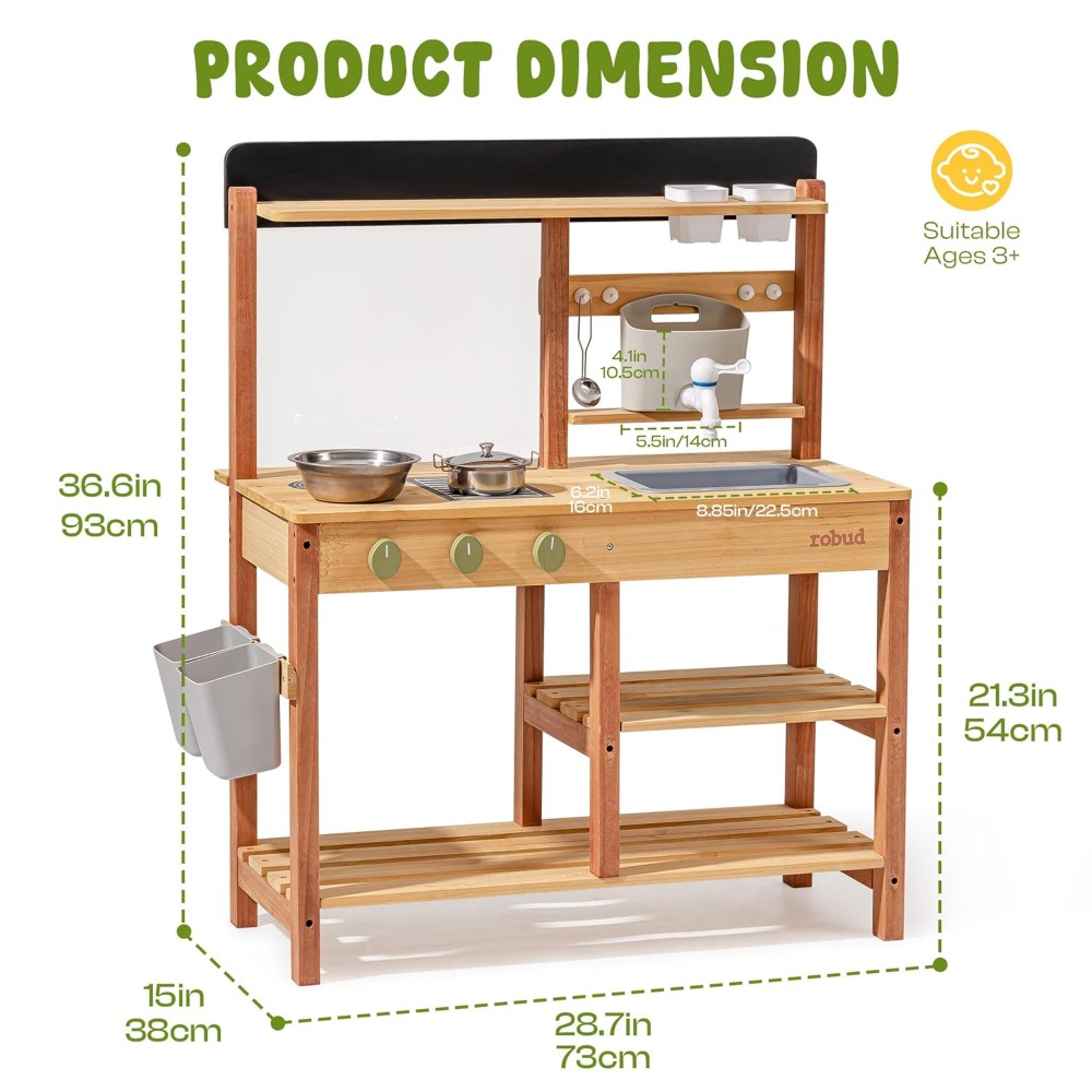 Cozinha de Madeira para Crianç - Kids Outdoor Mud Kitchen avaliação e preço
