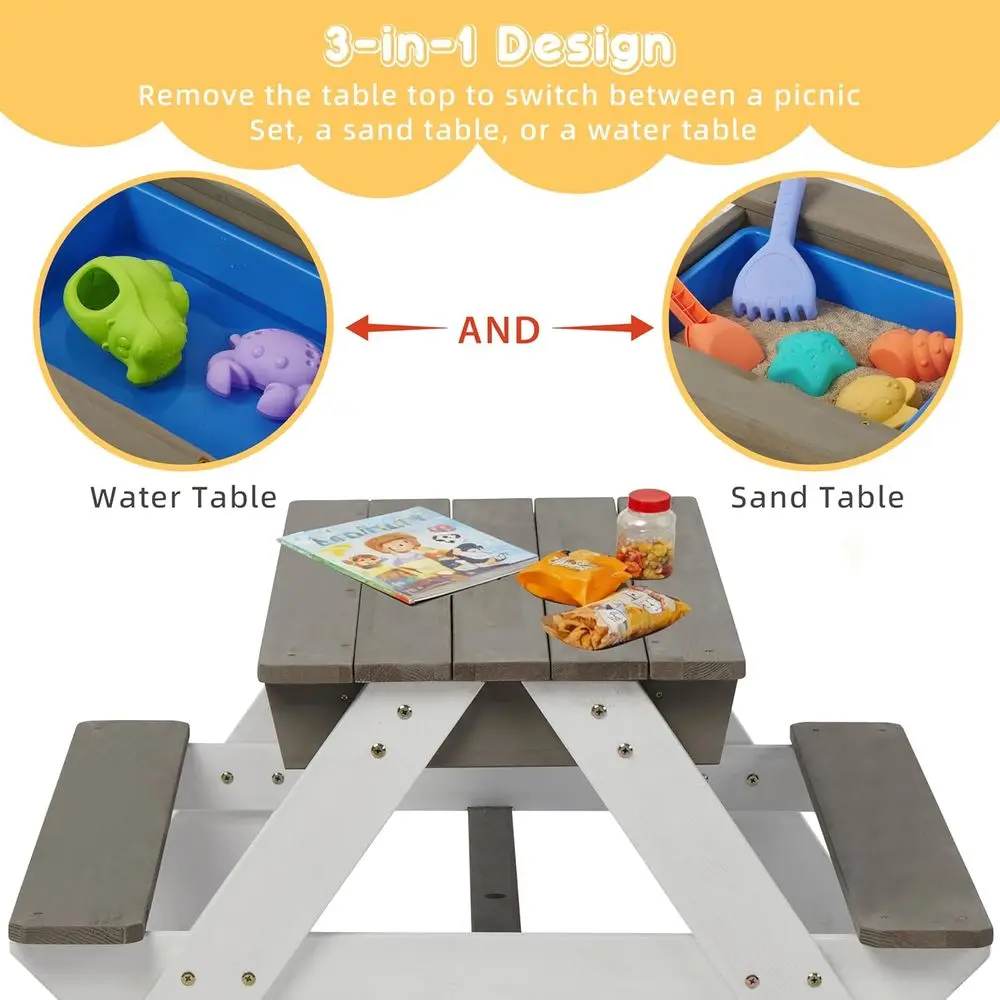 Mesa de Piquenique de Madeira  - Kids Outdoor Table With Umbrella avaliação e preço