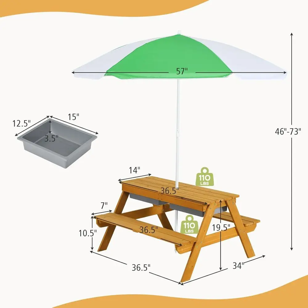Mesa de Piquenique Infantil 3  - Kids Outdoor Table With Umbrella avaliação e preço