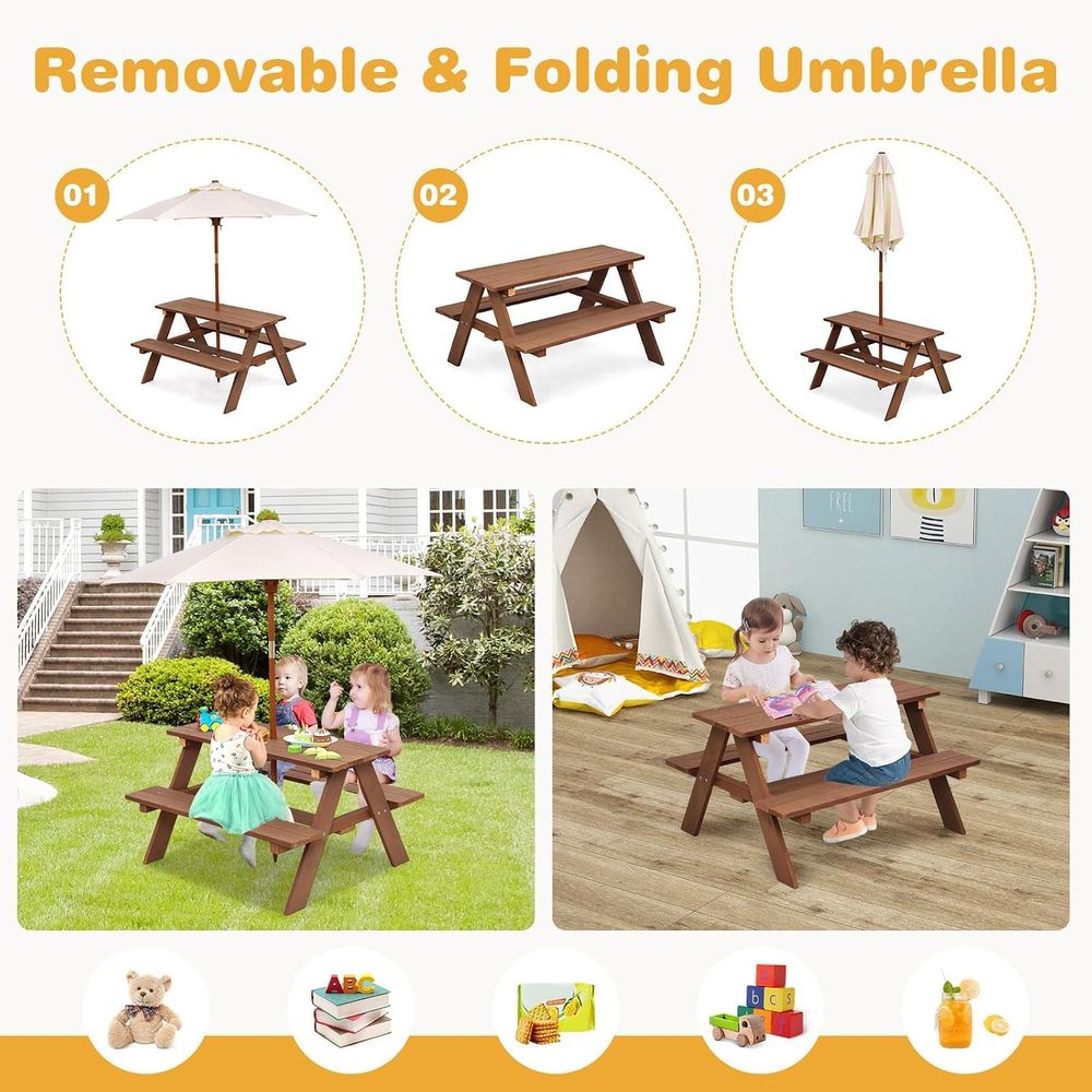 Conjunto de Mesa de Piquenique - Kids Outdoor Table With Umbrella avaliação e preço