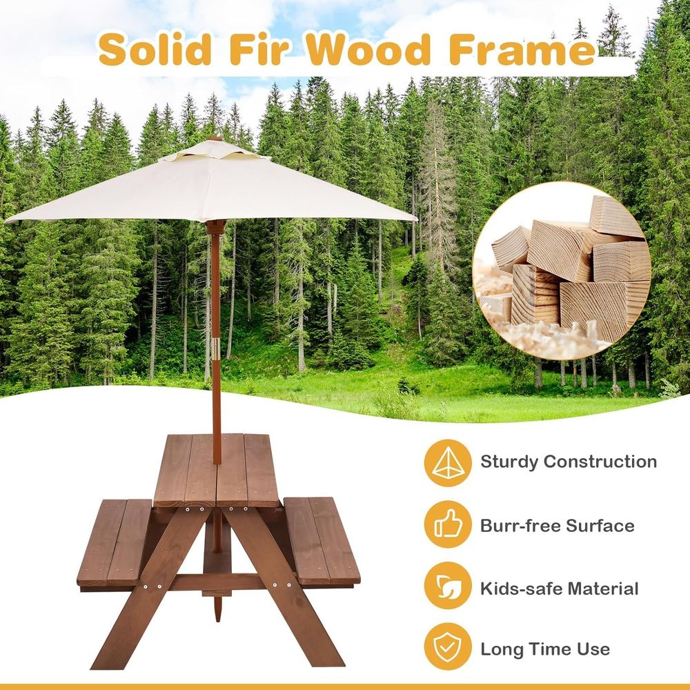 Conjunto de Mesa de Piquenique - Kids Outdoor Table With Umbrella avaliação e preço