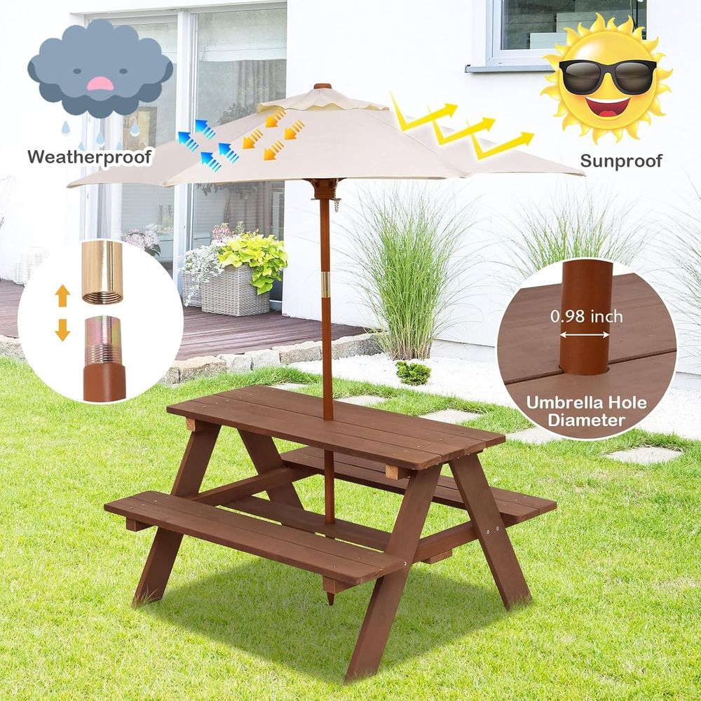 Conjunto de Mesa de Piquenique - Kids Outdoor Table With Umbrella avaliação e preço