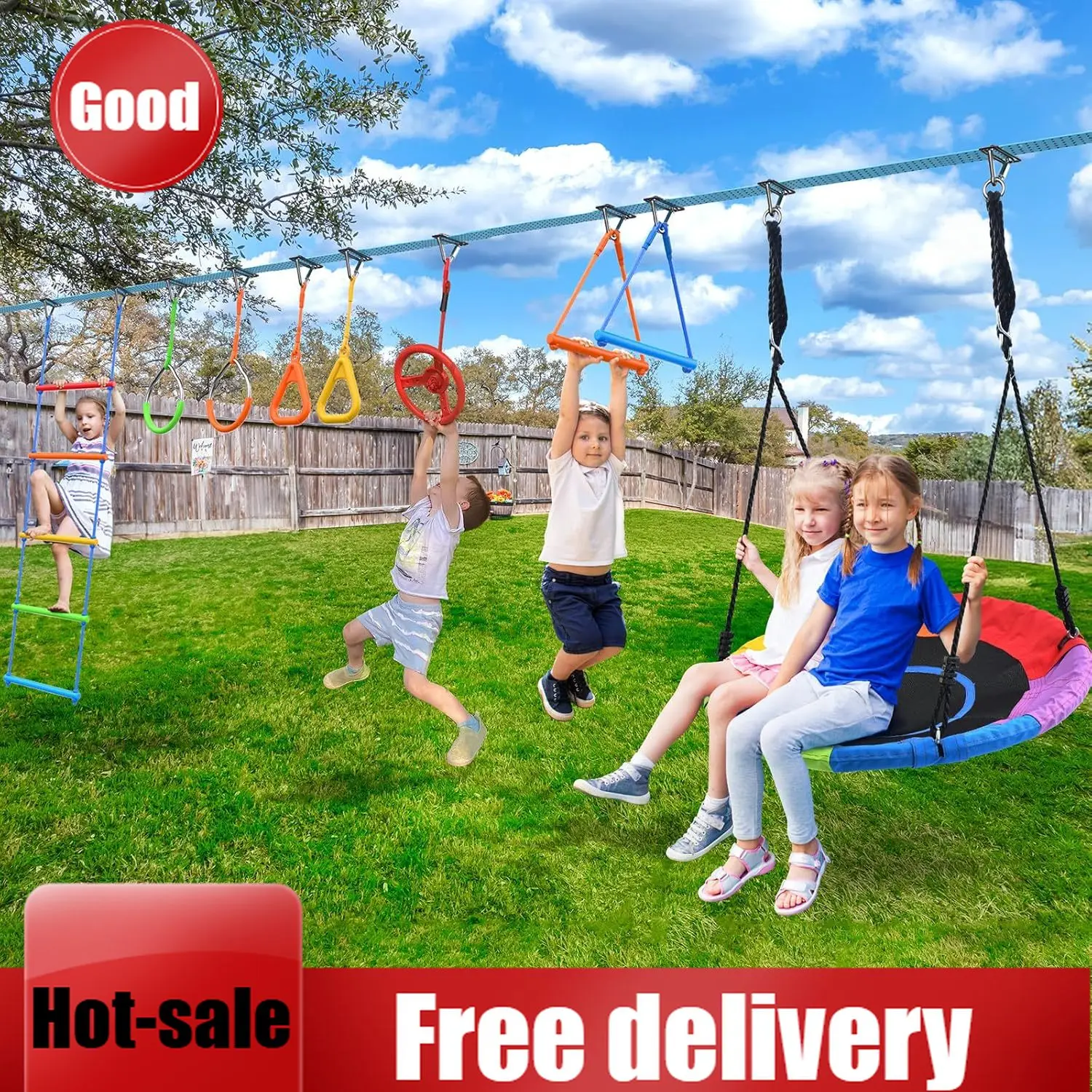 Conjunto de Balanço Hapfan 50  - Kids Outdoor Ninja Course avaliação e preço