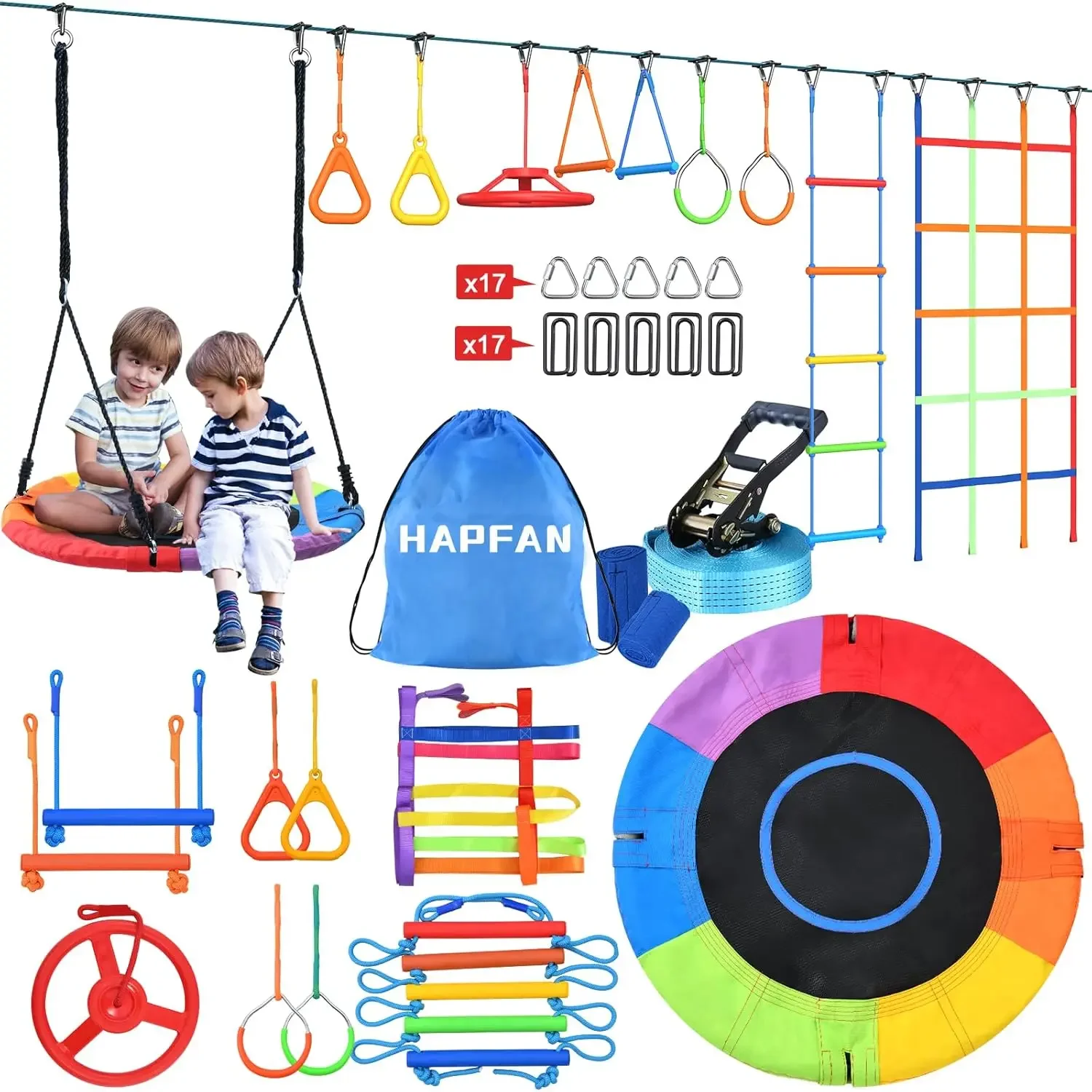 Conjunto de Balanço Hapfan 50  - Kids Outdoor Ninja Course avaliação e preço