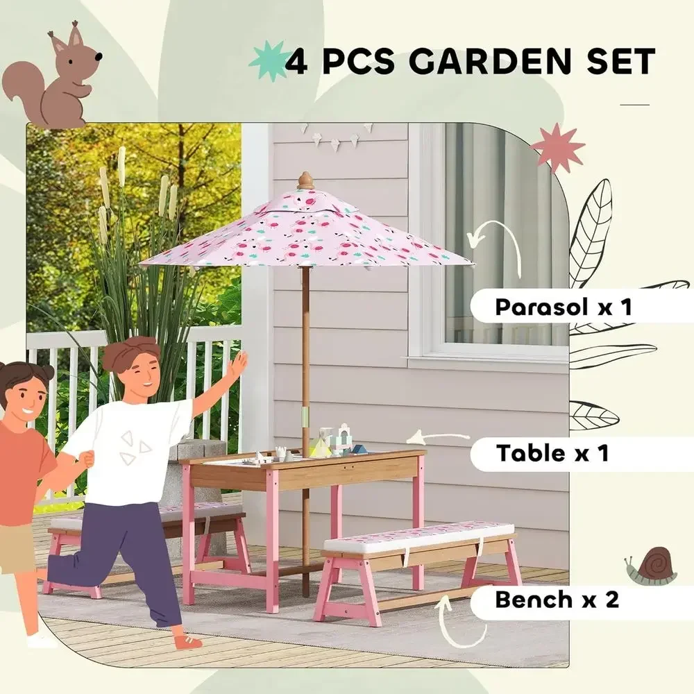 Conjunto de Mesa de Piquenique - Kids Outdoor Table With Umbrella avaliação e preço