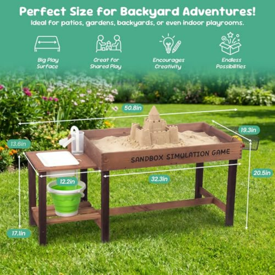 Mesa de areia de madeira para  - Kids Outdoor Water Play Table avaliação e preço