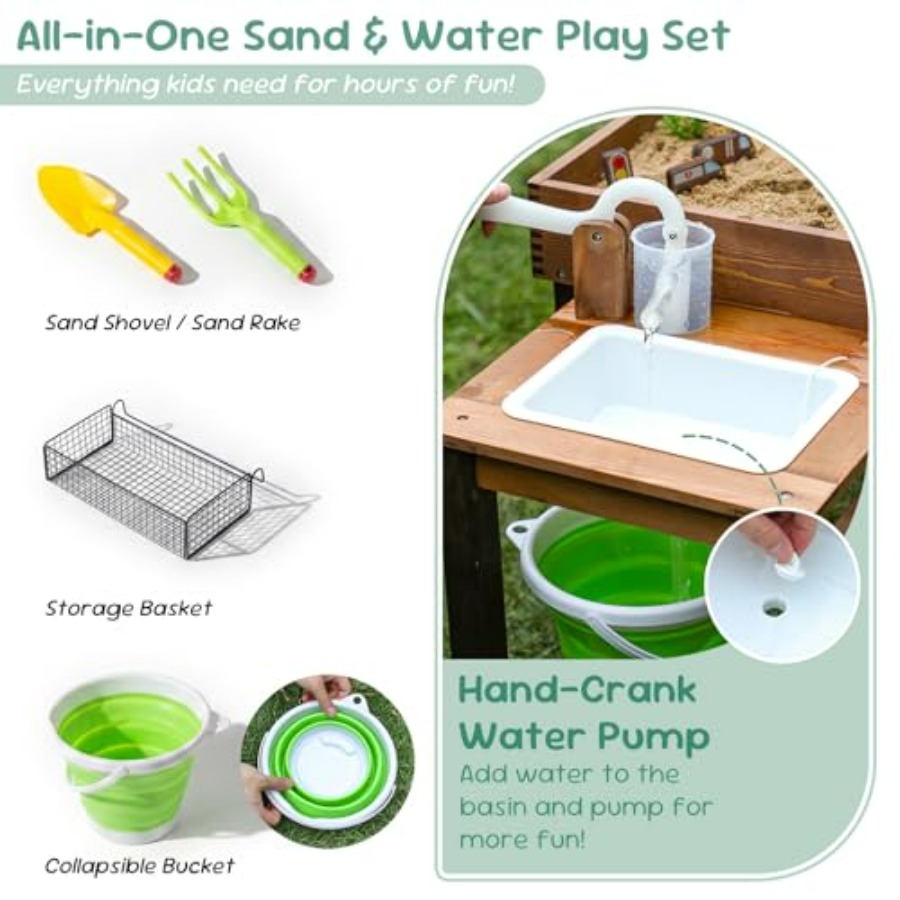 Mesa de areia de madeira para  - Kids Outdoor Water Play Table avaliação e preço