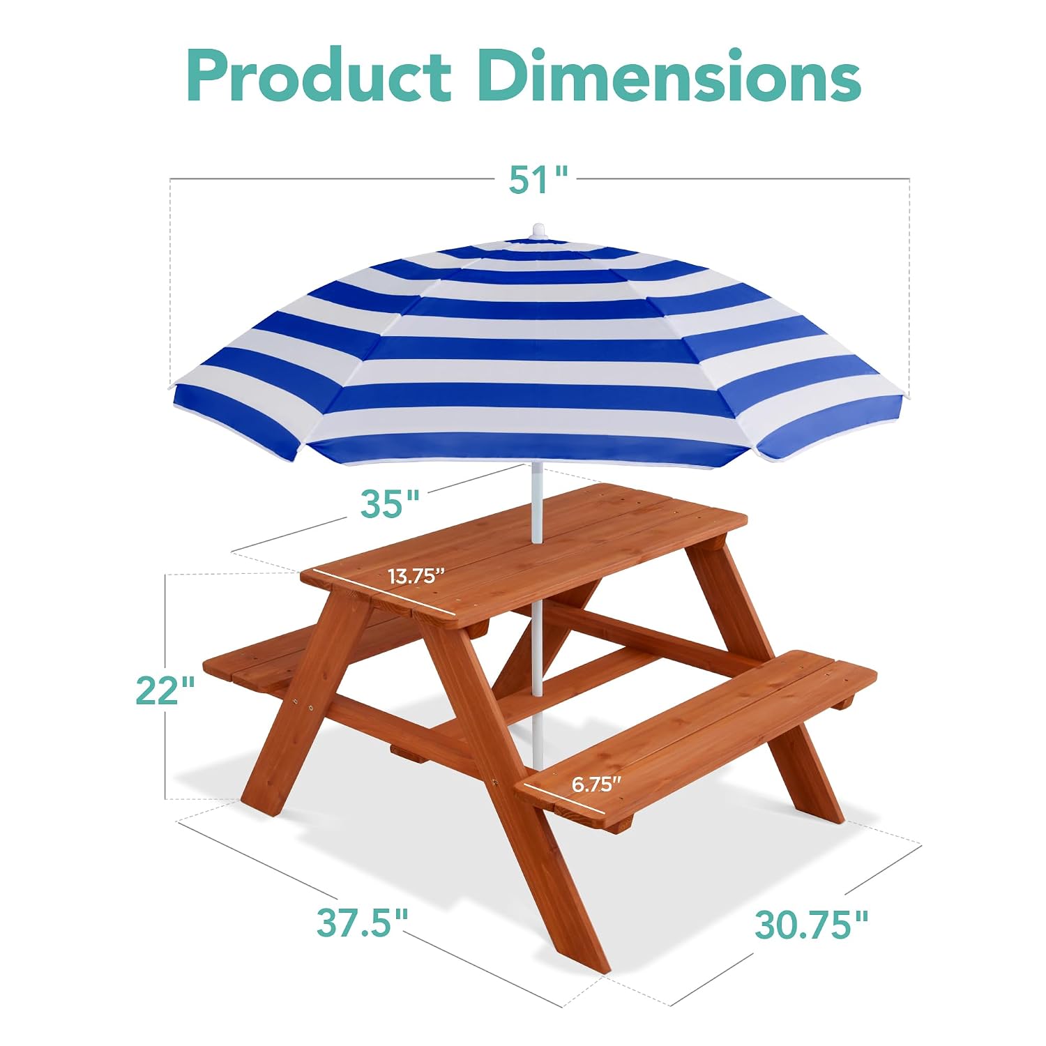 Mesa de Piquenique Infantil de - Kids Outdoor Table With Umbrella avaliação e preço