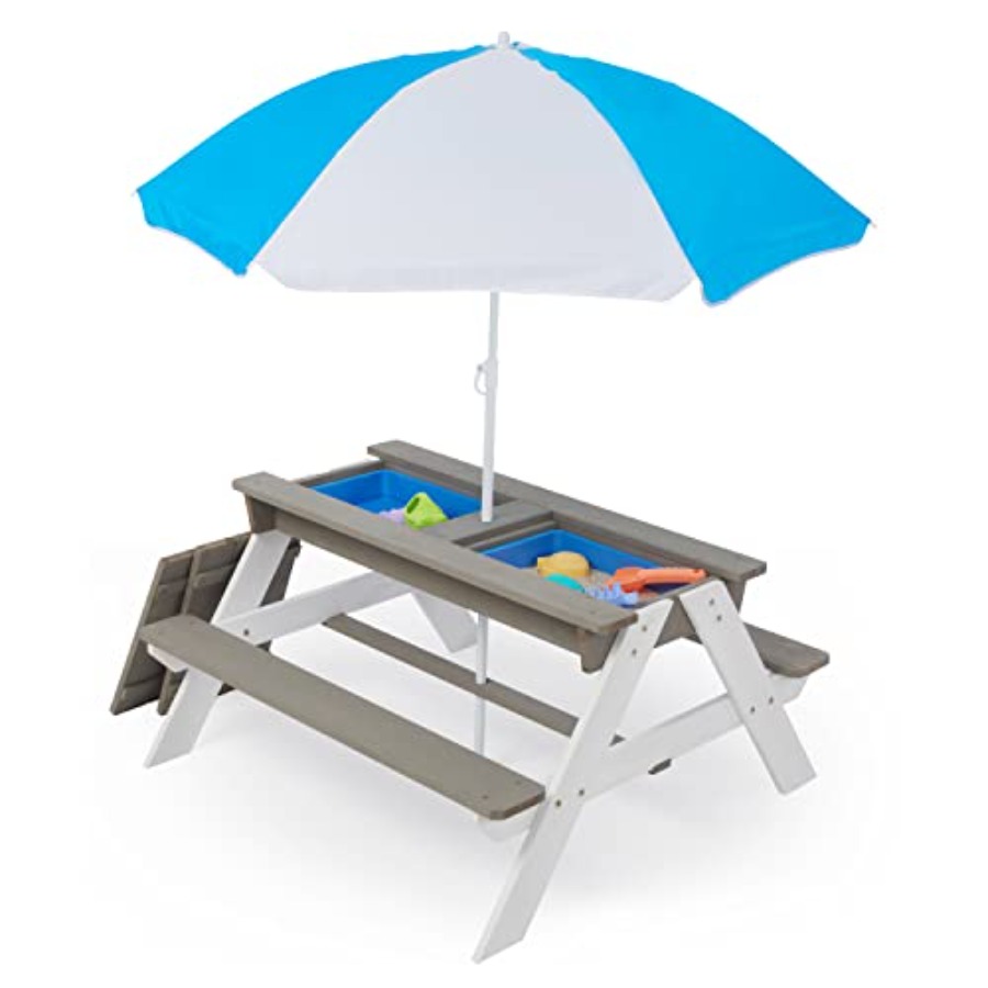 Mesa de piquenique para crianç - Kids Outdoor Table With Umbrella avaliação e preço