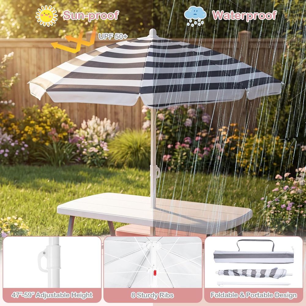 Mesa de Piquenique Infantil, C - Kids Outdoor Table With Umbrella avaliação e preço